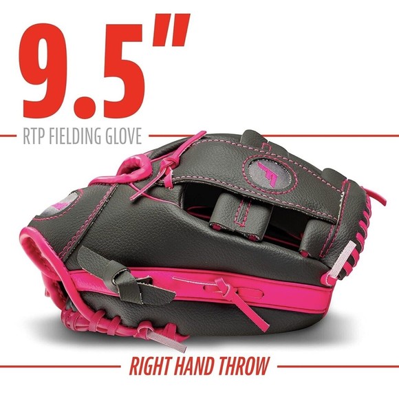NEW Franklin Sports RTP Teeball Glove (9.5") Pink Gray Right Hand Throw Baseball - Picture 3 of 9